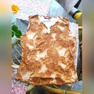 Y2K Scalloped Tank Soft Paisley Print Graphic M